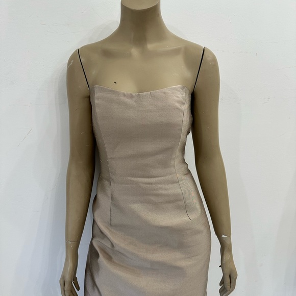 Champagne strapless column Montage by Mon Cheri evening dress. Size 6. - Picture 5 of 7